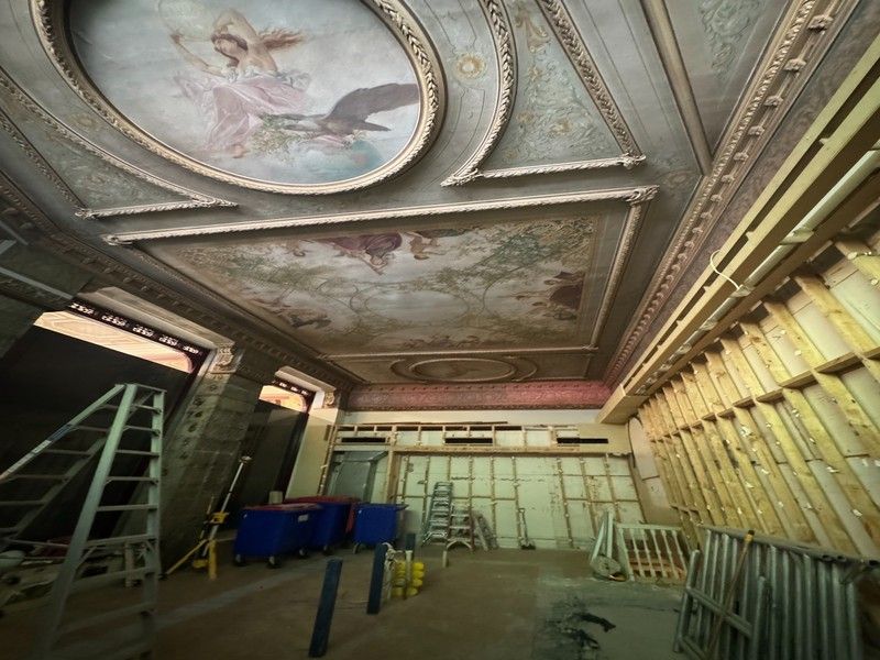 Heritage ceiling protected during L'Occitane shop defit Melbourne
